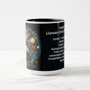 Caneca Arte do Zodíaco de Aquário para 20 de Janeiro–18 d