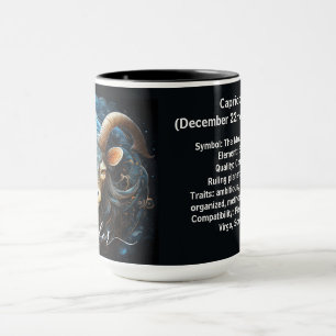 Caneca Arte do Zodíaco de Capricórnio para 22 de Dezembro