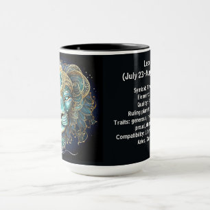 Caneca Arte do Zodíaco de Leão para 23 de julho a 22 de a