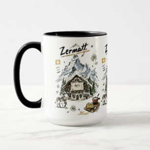 Caneca Arte Doodle do Matterhorn Zermatt Fofo