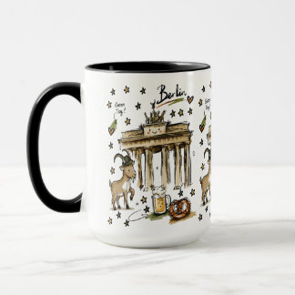 Caneca Arte Doodle do Portão de Brandemburgo Berlim Fofo
