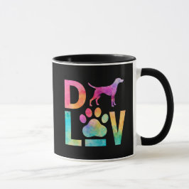 Caneca Arte em Aquarela de Amor de Cachorro Colorido