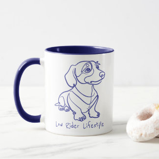Caneca Arte em Linhas de Dachshund - Estilo Low Rider