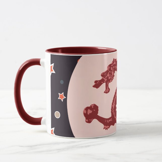 Caneca Arte Fantasia Padrão Estrela Dragão Chinês (Esquerda)