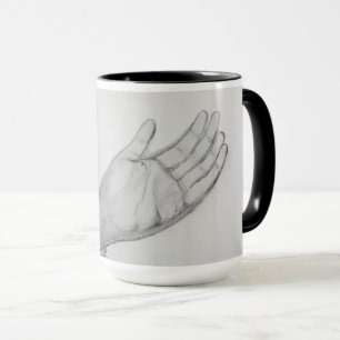 Caneca Arte fina em desenho à mão em lápis preto e branco