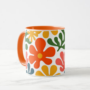 Caneca Arte Floral Abstrata Colorida de Matisse no Estilo