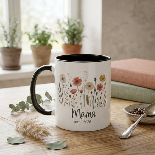 Caneca Arte Floral Anual Botânica de Flor Silvestre Mama 