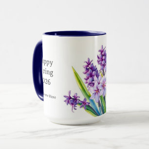 Caneca Arte Floral de Jacinto Roxo Vintage para a Primave