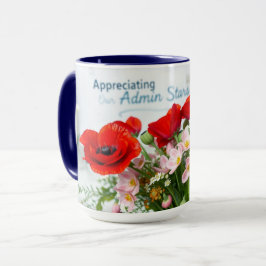 Caneca Arte Floral de Papoulas Vermelhas de Apreciação ao