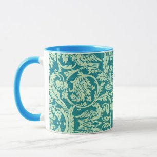 Caneca Arte Floral de Pássaro Azul Rei William Morris Que
