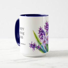 Caneca Arte Floral de Primavera de Jacinto Roxo Vintage