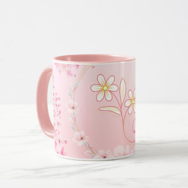 Caneca Arte Floral Rosa, Bênção Primavera (Frente Esquerda)