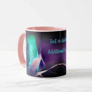 Caneca Arte Floral Rosa Turquesa Personalizada