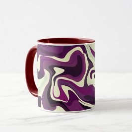 Caneca Arte Fluida Abstrata com Tons Roxos e Creme