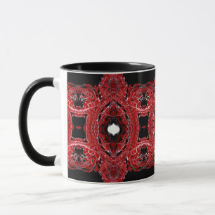 Caneca Arte Fluida Abstrata Vermelha Labiríntica em Acríl