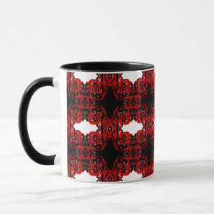 Caneca Arte Fluida de Tinta Acrílica Abstrata Vermelha Et
