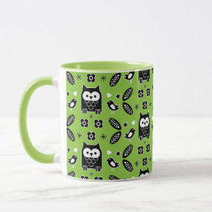 Caneca Arte Folclórica da Coruja Escandinava
