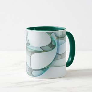 Caneca Arte Fracional Abstrata Moderna Azul Turquesa Cinz
