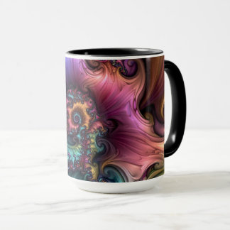 Caneca Arte Fractal Abstrata Flor Fantasia Colorida Brilh