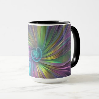 Caneca Arte Fractal Abstrata Flor Fantasia Colorida Brilh