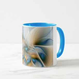 Caneca Arte Fractal, Abstrato Fantasia, Com Azul