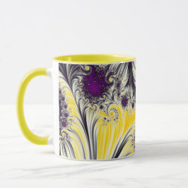 Caneca Arte Fractal Amarela abstrato