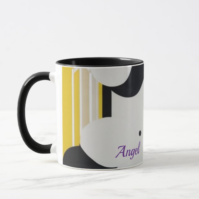 Caneca Arte Geométrica Abstrata Moderno Ousado de Meados  (Esquerda)