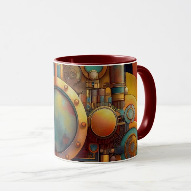 Caneca Arte Geométrica Industrial Steampunk (Frente Esquerda)