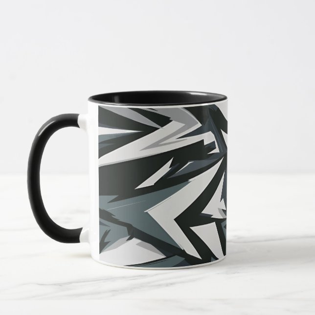 Caneca Arte Geométrica Monocromática Dinâmica (Esquerda)