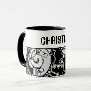 Caneca Arte Geométrica Preta E Branca 4