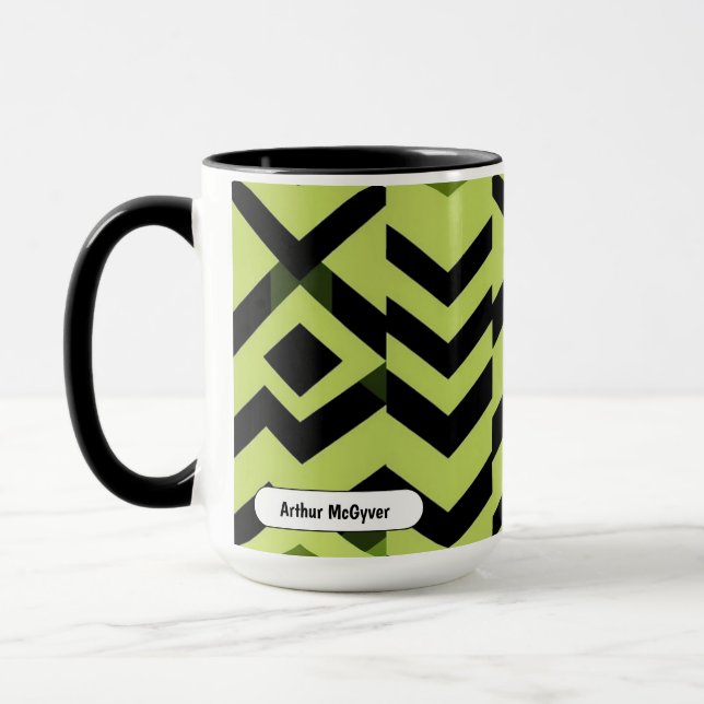 Caneca Arte Geométrico Wasabi Preto e Branco e Nítido (Esquerda)