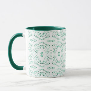 Caneca Arte Gouache Abstrata Verde Branco Espectroscópica