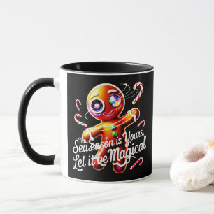 Caneca Arte Mágico do Homem de Biscoito Cósmico Natal Fes
