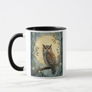 Caneca Arte Mística da Coruja ao Luar na Floresta | Coruj