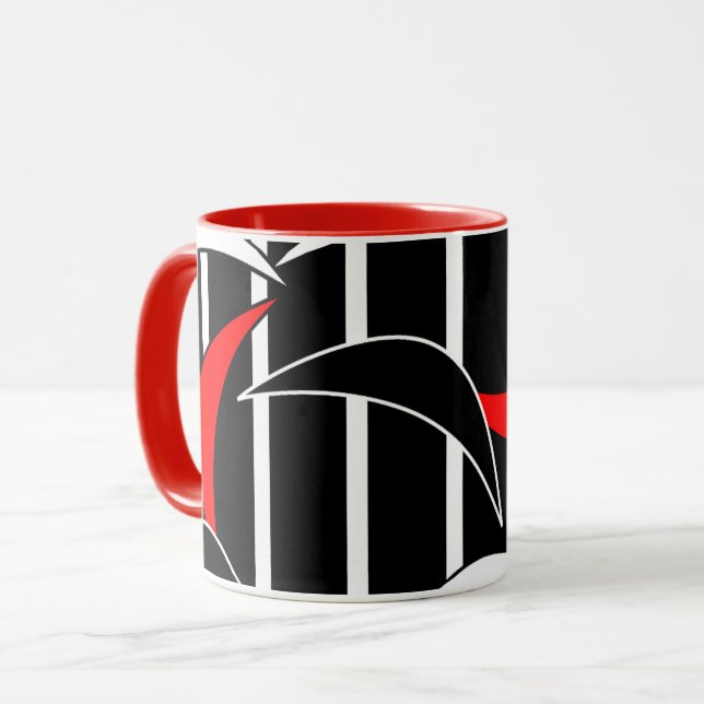 Caneca Arte moderna, branca, vermelha (Frente Esquerda)
