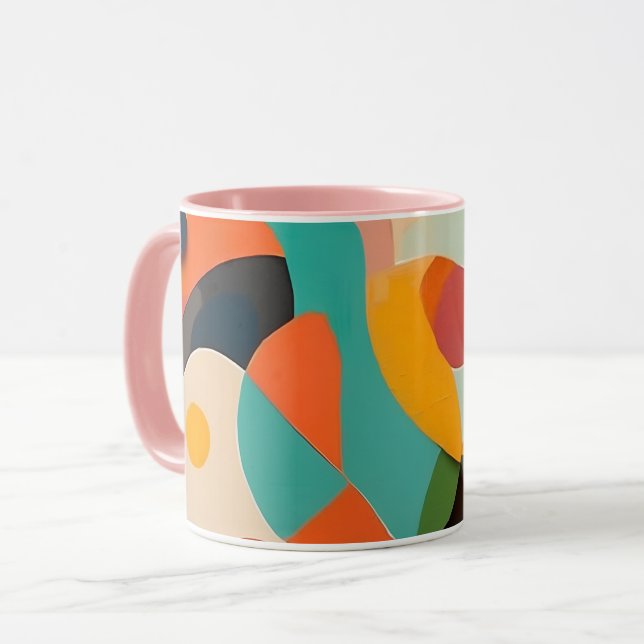 Caneca Arte Moderna de Meados do Século, Várias Cores, Ge (Frente Esquerda)