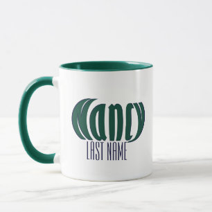Caneca Arte "Nancy" personalizada, verde-caçador e azul-M