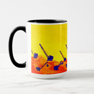 CANECA ARTE NOROESTE DO VINTAGE DO GUINDASTE E DA PÁ DA