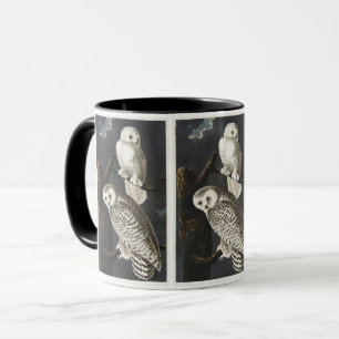 Caneca Arte Noturna de Coruja da Neve Vintage Audubon