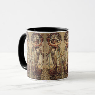 Caneca Arte nouveau mulher elegante vagabunda publicitári