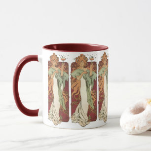 Caneca Arte Nova Antiga, Champanhe por Alphonse Mucha