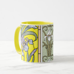 Caneca Arte Nova Antiga, Flores de Íris de Jardim