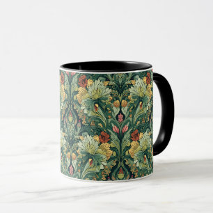 Caneca Arte nova floral vintage de algas de William Morri