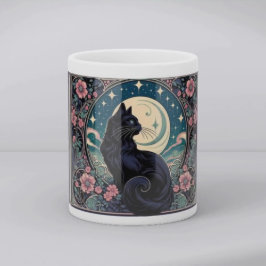 Caneca Arte Nova Gato Preto Místico