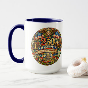 Caneca Arte Nova Retro 250º Aniversário dos EUA Vintage