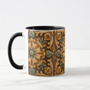 Caneca Arte Novo Deco Majólica Floral Artesanal Antiga