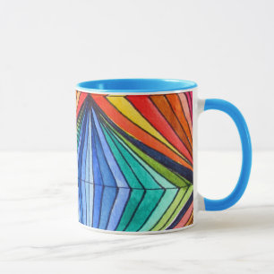 Caneca Arte Óptica Geométrica do Arco-Íris