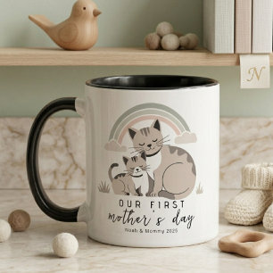 Caneca Arte Pastel Macio Dia das Mães Gato Mãe Gatinho