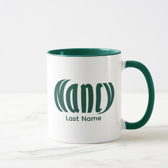 Caneca Arte personalizada elegante de "Nancy" em Hunter G (Direita)