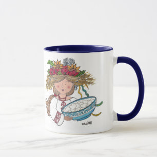 Caneca Arte popular do ucraniano da menina de Perogie